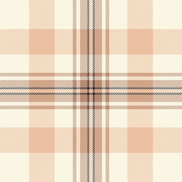 Self texture check vector, quiet plaid pattern tartan. Luxurious textile fabric seamless background in orange and cornsilk colors.