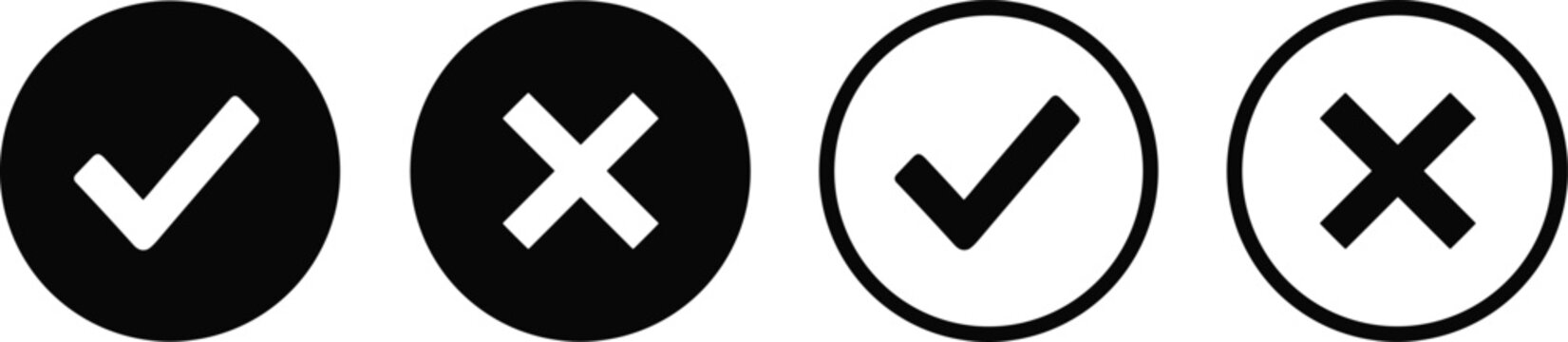 Check and Cross Mark Icons - Vector Set"