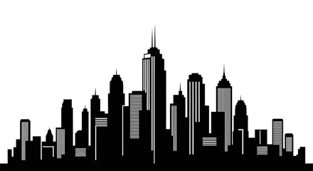 A striking black and white silhouette of a modern city skyline © MdSamsuzzaman