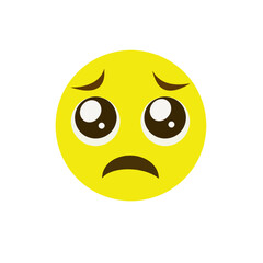 Fototapeta premium Sad smiley face emoticon with big eyes expressing sorrow or begging for sympathy on transparent background