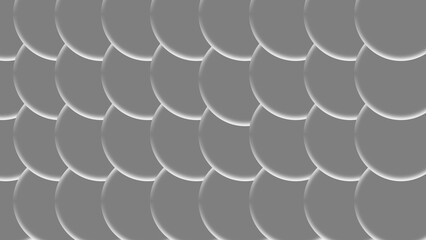 Seamless pattern of convex circles or scales in varying shades of gray creating a three dimensional illusion © Arpita