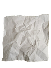 Torn piece of crumpled light grey paper on transparent background