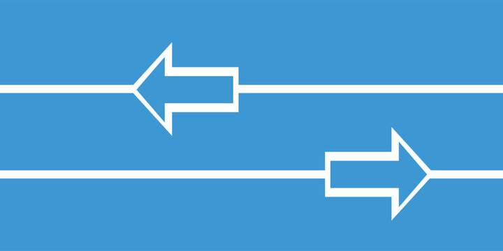 Arrow pointing to the right, formed by a continuous white line over a blue background.