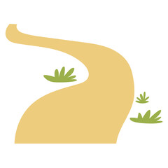 Simple Winding Dirt Path and Rural Road Flat Vector Illustration