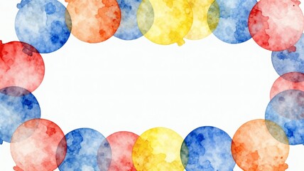 水彩画のカラフルなボール、フレームデザイン