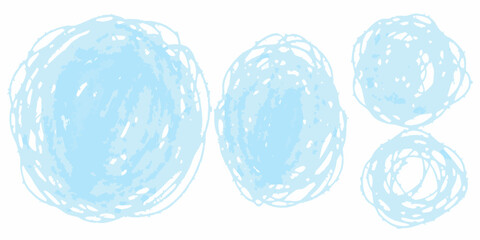 Hand drawn light blue circles and ovals with a sketchy textured style
