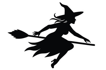 Witch, Flying Silhouette on Broomstick
