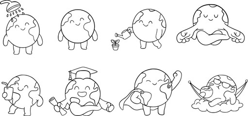 Obraz premium set of hand drawn earth illustrations