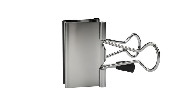 3D render of a shiny metal wall mounted bottle opener with a chrome finish and a black rubber stopper isolated on transparent background
