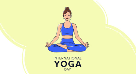 Woman Meditating in Lotus Pose for International Yoga Day Celebration