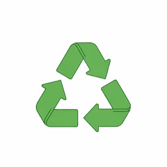 Obraz premium A green recycling symbol comprised of three arrows facing each other in a triangular formation