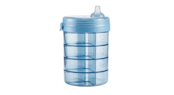 Blue baby bottle with a nipple on a isolated on transparent background