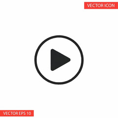 Black play button icon with circle outline vector graphic