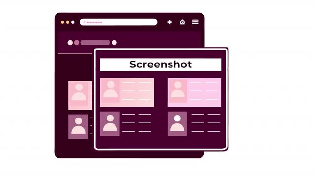 UI screenshot. Animation to take a browser screenshot, alpha channel. Cartoon