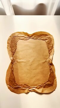 Textured crumpled brown paper in a bear shape isolated on white background with dramatic lighting - perfect for branding packaging design and creative projects