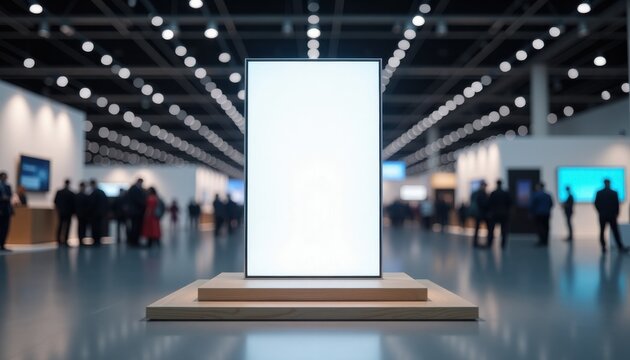 Vertical banner mockup. Advertising banner mockup in large indoor event venue