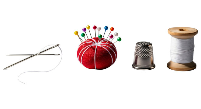 Sewing tools and accessories on a white background isolated on transparent background