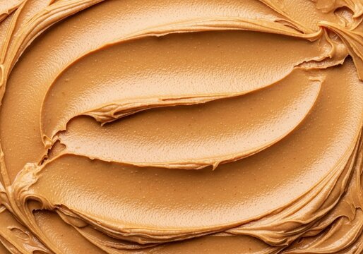 A creamy, smooth texture of delicious peanut butter spread filling the entire frame, perfect for breakfast toast or a simple, fast snack, pantry, nutty, close up
