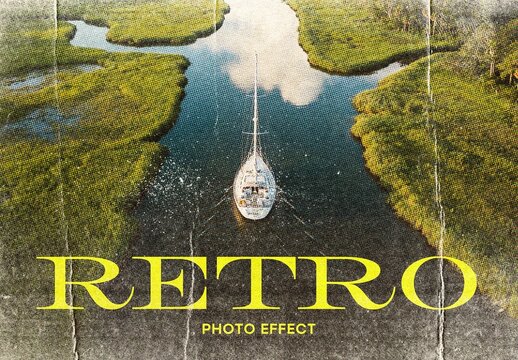 Retro Halftone Photo Effect Mockup