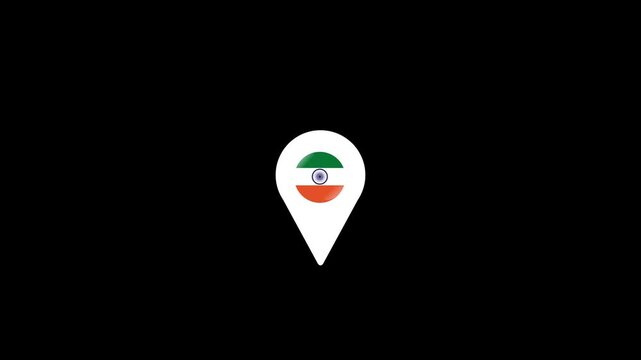 Animated India Flag Location Pin Icon - Map Marker Navigation 4K
