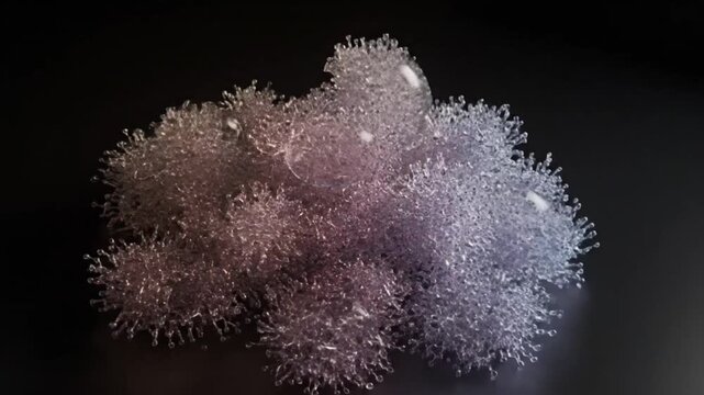 Liquid crystal transforming in 3D, iridescent nanotech structure  
