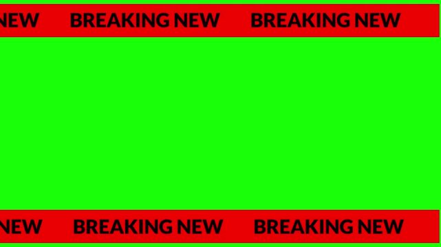 Breaking News lower third animation on transparent background and scrolling ticker. TV broadcast style animation for breaking news or live updates. Breaking news lower third animation in 4k.