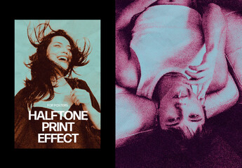 Crumpled Halftone Poster Effect Mockup