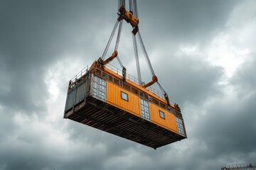 Fototapeta premium Container Module Lifted by Crane