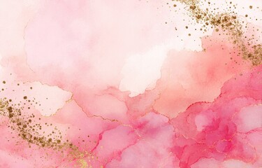 Obraz premium Watercolor abstract painting in shades of pink with gold glitter accents