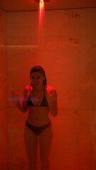 Obraz premium Therapeutic ambiance with vibrant red chromatherapy lighting