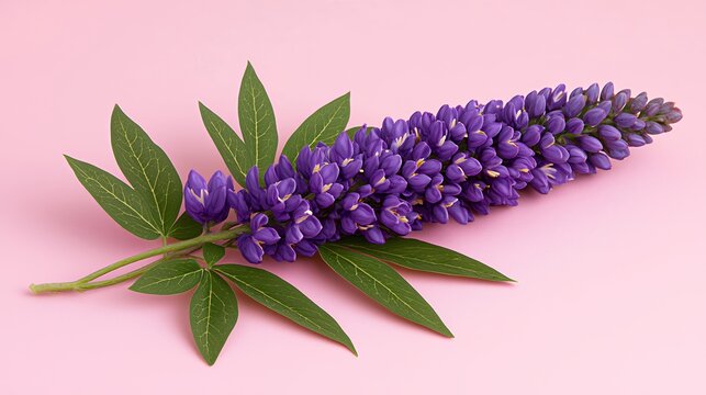 Purple Lupine Flower on Pink Background