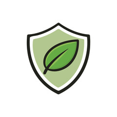 Obraz premium Leaf Shield Eco Protection Vector Icon