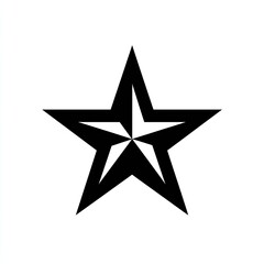 Obraz premium Black and white graphic of a five-pointed star with a nested, smaller star inside