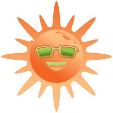 smiling sun with sunglasses cartoon