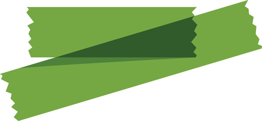 Obraz premium Two overlapping green adhesive tape strips with jagged edges creating a masking effect