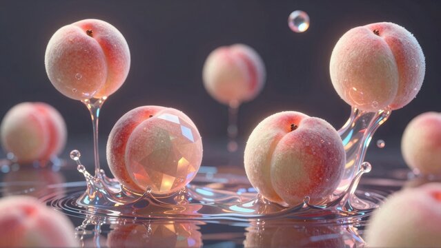 Water droplets falling from fruit