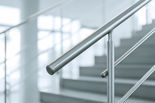 Metal Handrail Along Office Staircase