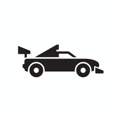 Naklejka premium Black silhouette sports car with spoiler on white background