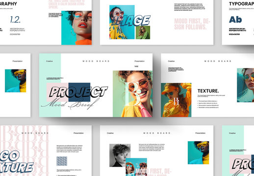 Colorful Mood Board Presentation Template with Bold Typography