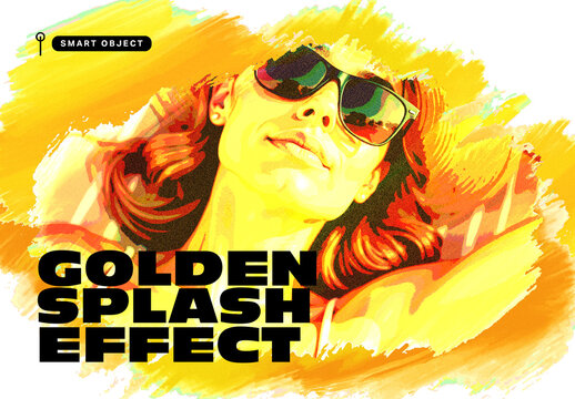 Golden Splash Portrait Photo Effect Template