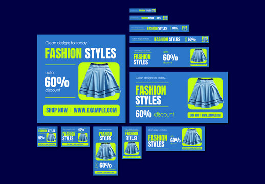 Modern Fashion Sale Web Banner Ads Design Set