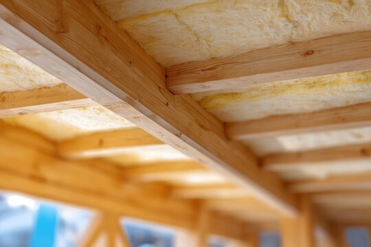 Building Site Wooden Beams and Insulation Detail