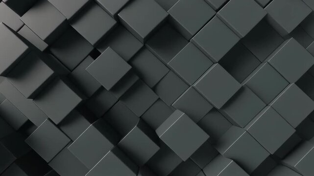Abstract geometric composition of 3D cubes in a repeating pattern, showcasing depth and texture through light and shadow.
