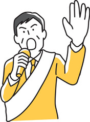 マイクを使って選挙活動をする男性