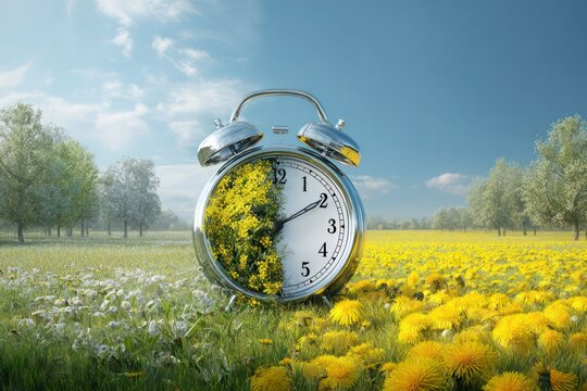 Daylight Saving Concept Clock Spring Nature