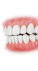 Obraz premium Healthy human dentition displayed against a pure white studio backdrop emphasizing health, cleanliness, and excellent cosmetic results, Enamel, Dental, Smile