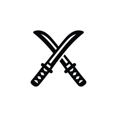 Crossed Samurai Katanas Mascot Glyph