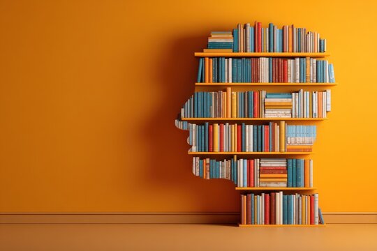Knowledge Learning Brain Bookshelf Concept