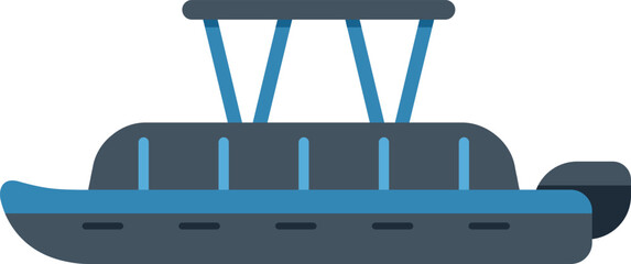 Pontoon boat displaying a simplistic flat design for nautical transportation © anatolir