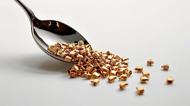 metal spoon golden crowns luxury minimalism ornamental shiny illustration
